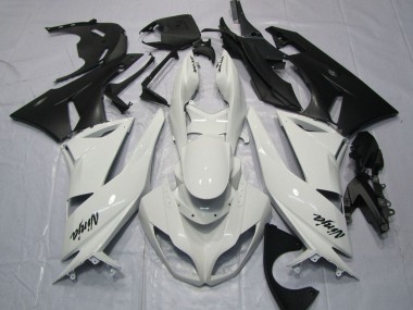 Erschwingliche Kawasaki ZX6R Motorrad Verkleidung 2009-2012 - Weiss Matt Schwarz