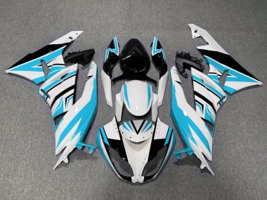 Erschwingliche Kawasaki ZX6R Motorrad Verkleidung 2009-2012 - Weiss Hellblau Schwarz