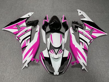Erschwingliche Kawasaki ZX6R Motorrad Verkleidung 2009-2012 - Weiss Rosa Schwarz