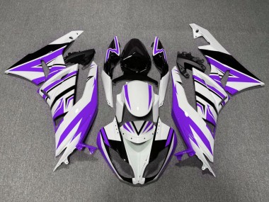 Erschwingliche Kawasaki ZX6R Motorrad Verkleidung 2009-2012 - Weiss Lila Schwarz