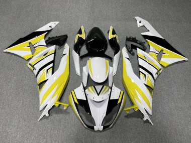 Erschwingliche Kawasaki ZX6R Motorrad Verkleidung 2009-2012 - Weiss Gelb Schwarz