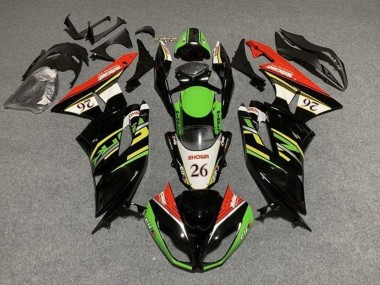 Erschwingliche Kawasaki ZX6R Motorrad Verkleidung 2009-2012 - Grun Glanzendes Schwarz Weiss Rot Showr 26