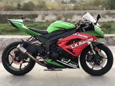 Erschwingliche Kawasaki ZX6R Motorrad Verkleidung 2009-2012 - Grun Rot Schwarz Weiss L.K. Rennen