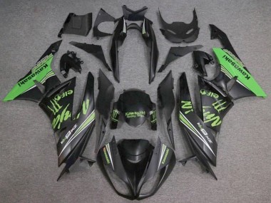 Erschwingliche Kawasaki ZX6R Motorrad Verkleidung 2009-2012 - Matt Schwarz Grun Monster