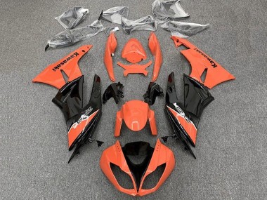 Erschwingliche Kawasaki ZX6R Motorrad Verkleidung 2009-2012 - Orange Glanzendes Schwarz