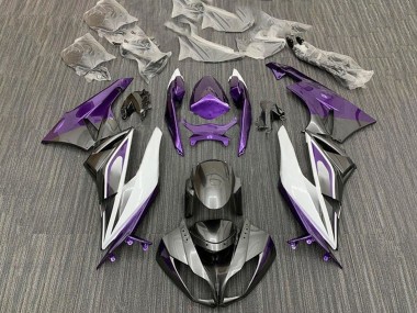 Erschwingliche Kawasaki ZX6R Motorrad Verkleidung 2009-2012 - Lila Weiss Silber Schwarz