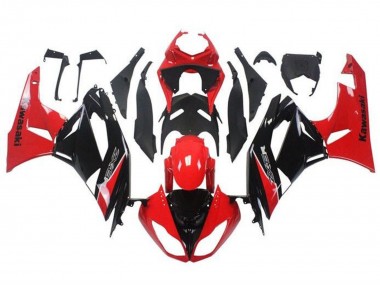 Erschwingliche Kawasaki ZX6R Motorrad Verkleidung 2009-2012 - Rot Glanzendes Schwarz
