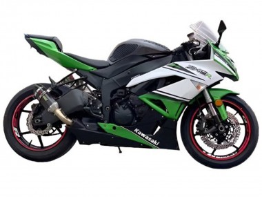 Erschwingliche Kawasaki ZX6R Motorrad Verkleidung 2009-2012 - Weiss Grun Schwarz