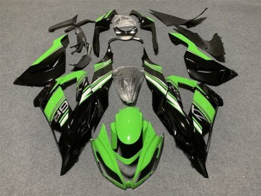 Erschwingliche Kawasaki ZX6R Motorrad Verkleidungen Kit 2013-2018 - Grun Glanzendes Schwarz