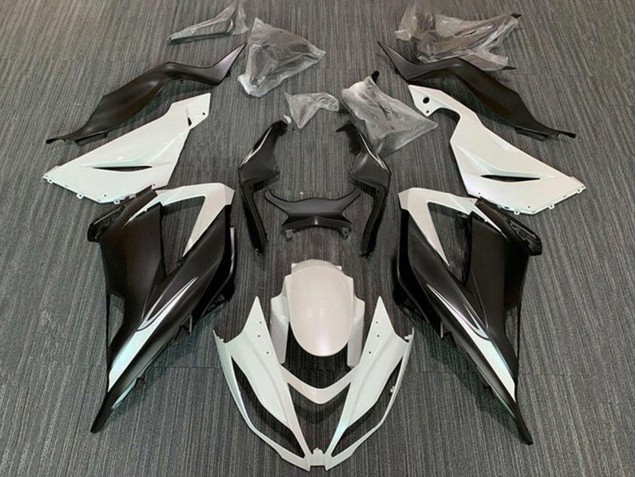 Erschwingliche Kawasaki ZX6R Motorrad Verkleidung Kit 2013-2018 - Weiss Matt Schwarz