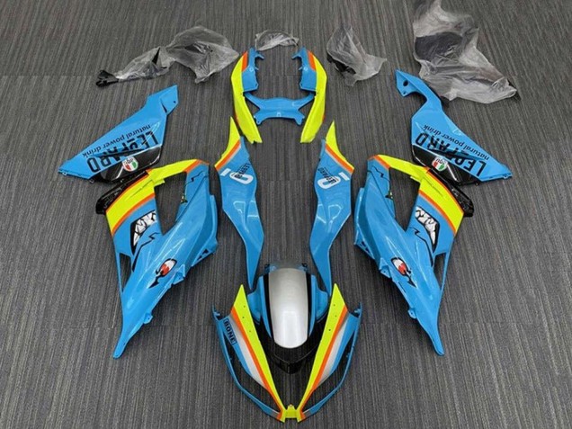 Erschwingliche Kawasaki ZX6R Motorrad Verkleidung 2013-2018 - Hellblau Gelb Orange Schwarz Silber