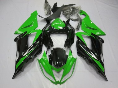 Erschwingliche Kawasaki ZX6R Motorrad Verkleidung 2013-2018 - Grun Glanzendes Schwarz