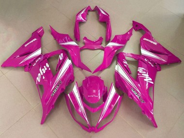 Erschwingliche Kawasaki ZX6R Motorrad Verkleidung 2013-2018 - Rosa Weiss