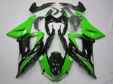 Erschwingliche Kawasaki ZX6R Motorrad Verkleidung 2013-2018 - Grun Glanzendes Schwarz