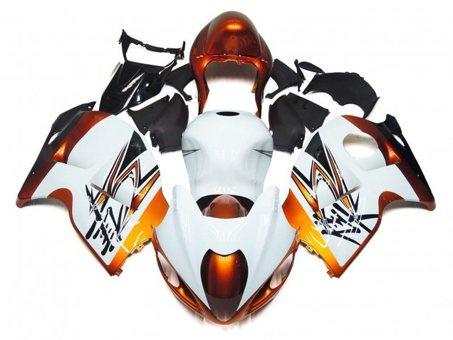 Erschwingliche Suzuki GSXR 1300 Hayabusa Motorrad Verkleidung 1996-2007 - Weiss Orange Schwarz