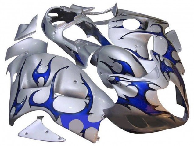 Erschwingliche Suzuki GSXR 1300 Hayabusa Motorrad Verkleidung 1996-2007 - Silber Blau Tribal