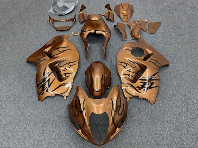 Erschwingliche Suzuki GSXR 1300 Hayabusa Motorrad Verkleidung 1996-2007 - Braun Bronze Schwarz Flamme