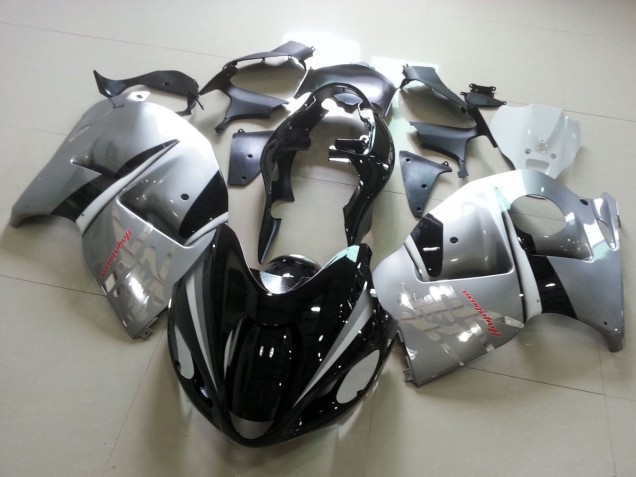 Erschwingliche Suzuki GSXR 1300 Hayabusa Motorrad Verkleidung 1996-2007 - Glanzendes Schwarz Silber Chrome