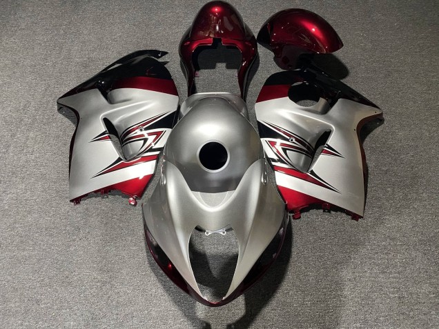 Erschwingliche Suzuki GSXR 1300 Hayabusa Motorrad Verkleidung 1996-2007 - Silber Bonbon Rot