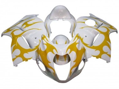 Erschwingliche Suzuki GSXR 1300 Hayabusa Motorrad Verkleidung 2008-2020 - Weiss Gelb Tribal
