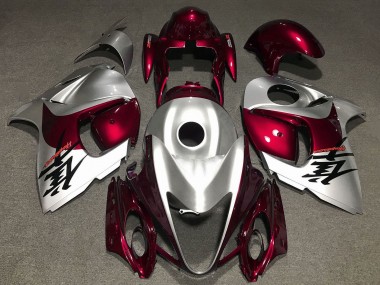Erschwingliche Suzuki GSXR 1300 Hayabusa Motorrad Verkleidung 2008-2020 - Silber Dunkel Rot