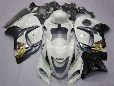 Erschwingliche Suzuki GSXR 1300 Hayabusa Motorrad Verkleidung 2008-2020 - Weiss Grau Gold Schwarz
