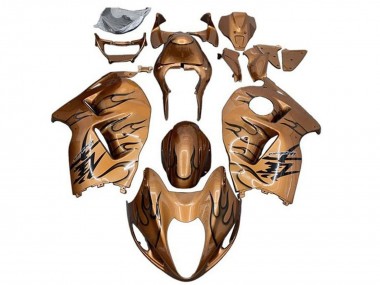 Erschwingliche Suzuki GSXR 1300 Hayabusa Motorrad Verkleidung 2008-2020 - Bronze Schwarz Flamme