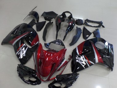 Erschwingliche Suzuki GSXR 1300 Hayabusa Motorrad Verkleidung 2008-2020 - Dunkel Rot Schwarz Silber