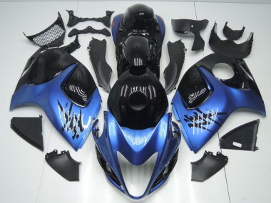 Erschwingliche Suzuki GSXR 1300 Hayabusa Motorrad Verkleidung 2008-2020 - Glanzendes Schwarz Hellblau