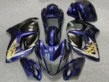 Erschwingliche Suzuki GSXR 1300 Hayabusa Motorrad Verkleidung 2008-2020 - Dunkel Blau Schwarz Gold