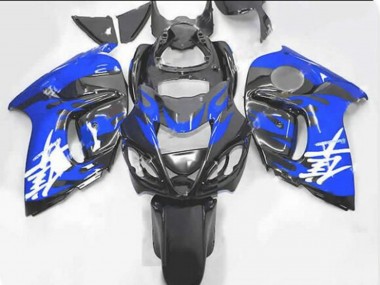 Erschwingliche Suzuki GSXR 1300 Hayabusa Motorrad Verkleidung 2008-2020 - Schwarz Blaue Flamme