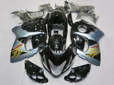 Erschwingliche Suzuki GSXR 1300 Hayabusa Motorrad Verkleidung 2008-2020 - Glanzendes Schwarz Hellblau Gold
