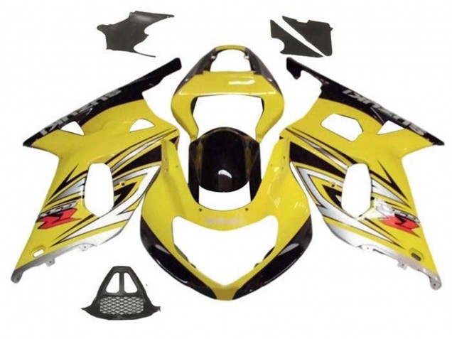 Erschwingliche Suzuki GSXR1000 Motorrad Verkleidung 2000-2002 - Gelb Silber Glanzendes Schwarz