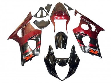 Erschwingliche Suzuki GSXR 1000 Motorrad Verkleidung 2003-2004 - Rot Glanzendes Schwarz