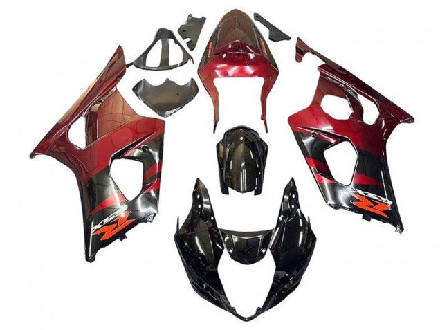 Erschwingliche Suzuki GSXR 1000 Motorrad Verkleidung 2003-2004 - Rot Glanzendes Schwarz