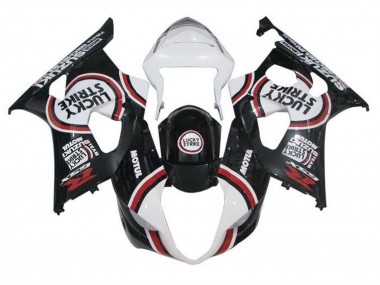 Erschwingliche Suzuki GSXR 1000 Motorrad Verkleidung 2003-2004 - Weiss Schwarz Rot Lucky Strike