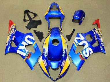 Erschwingliche Suzuki GSXR 1000 Motorrad Verkleidung 2003-2004 - Blau Gelb Rot Weiss Motul