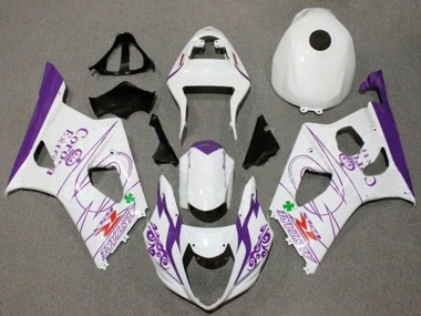 Erschwingliche Suzuki GSXR 1000 Motorrad Verkleidung 2003-2004 - Weiss Lila Corona Alstare