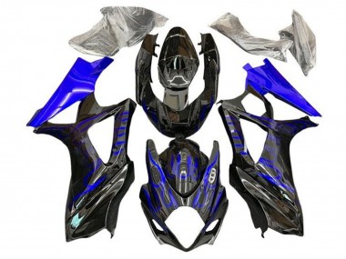 Erschwingliche Suzuki GSXR 1000 Motorrad Verkleidung 2005-2006 - Schwarz Blaue Flamme