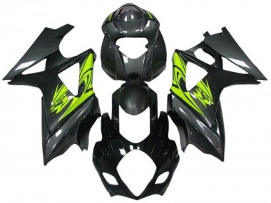Erschwingliche Suzuki GSXR 1000 Motorrad Verkleidung 2005-2006 - Schwarz Grau Neon Gelb
