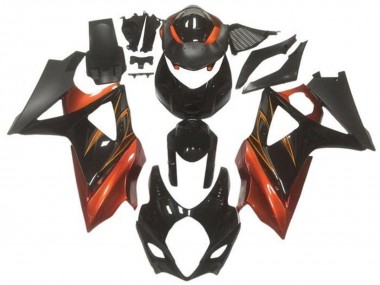 Erschwingliche Suzuki GSXR 1000 Motorrad Verkleidung 2005-2006 - Glanzendes Schwarz Matt Schwarz Orange