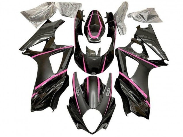 Erschwingliche Suzuki GSXR 1000 Motorrad Verkleidung 2005-2006 - Glanzendes Schwarz Matt Schwarz Rosa