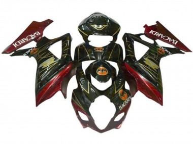 Erschwingliche Suzuki GSXR 1000 Motorrad Verkleidung 2005-2006 - Schwarz Rot Gold BACARDI