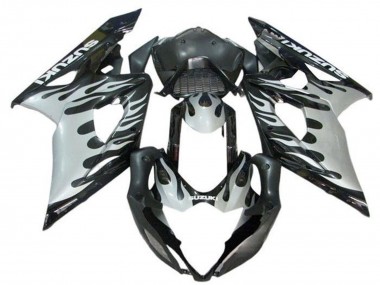 Erschwingliche Suzuki GSXR 1000 Motorrad Verkleidung 2005-2006 - Schwarz Weiss Flamme