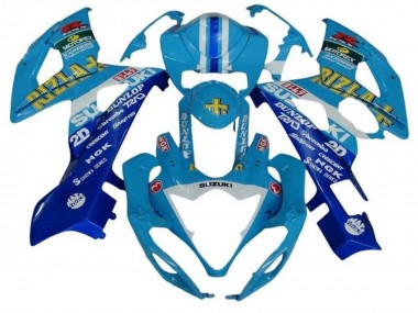 Erschwingliche Suzuki GSXR 1000 Motorrad Verkleidung 2005-2006 - Blau Weiss Streifen Rizla