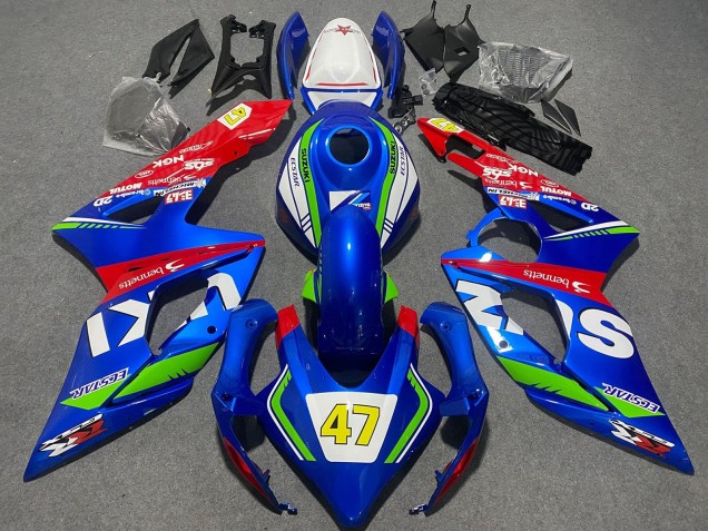 Erschwingliche Suzuki GSXR 1000 Motorrad Verkleidung 2005-2006 - Blau Grun Weiss Rot 47 Rennen