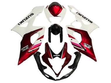 Erschwingliche Suzuki GSXR 1000 Motorrad Verkleidung 2005-2006 - Weiss Bonbon Rot Schwarz