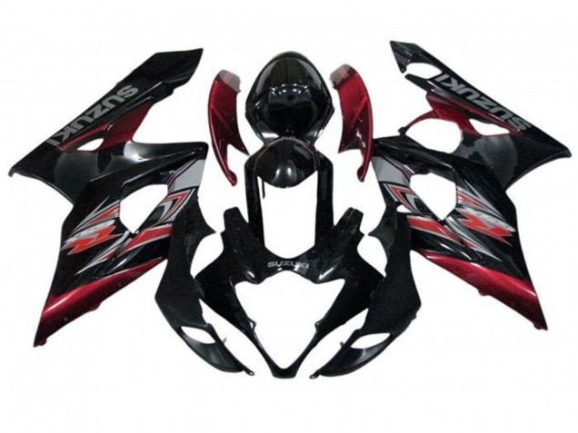 Erschwingliche Suzuki GSXR 1000 Motorrad Verkleidung 2005-2006 - Glanzendes Schwarz Rot Silber