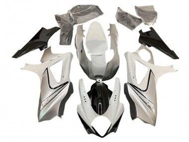 Erschwingliche Suzuki GSXR 1000 Motorrad Verkleidung 2005-2006 - Glanzendes Weiss Silber Schwarz