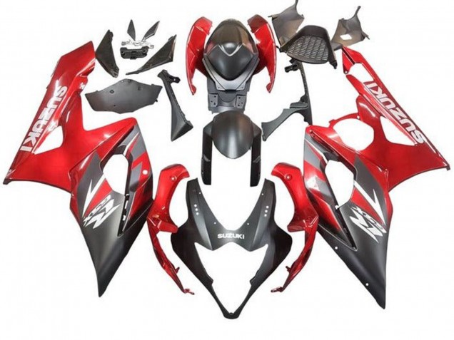 Erschwingliche Suzuki GSXR 1000 Motorrad Verkleidung 2005-2006 - Matt Schwarz Rot